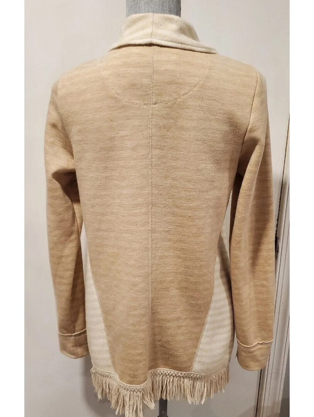 Anthropologie Saturday Sunday Medium Elise Fringe Open Front Cardigan Fleece
